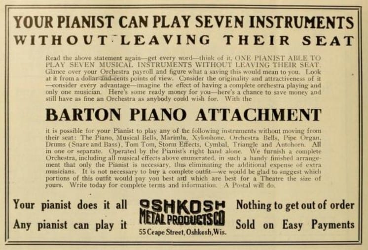 Advertisement for the Barton Piano Attachment