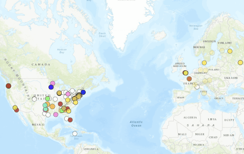 Map of performances of Burleigh's music