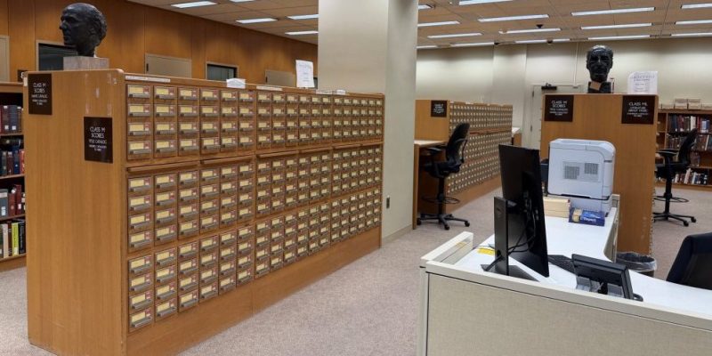 Card catalog index in the Performing Arts Reading Room. Library of Congress Music Division.