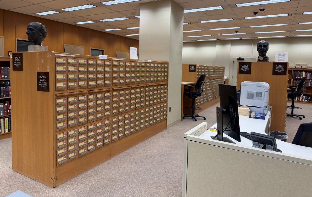 Card catalog index in the Performing Arts Reading Room. Library of Congress Music Division.