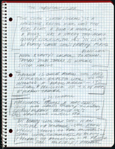“Important Stuff,” notes in the hand of Howard Ashman for Disney’s Beauty and the Beast, ca. 1989. Manuscript. Howard Ashman Collection, Library of Congress Music Division. © Disney Enterprises Inc., All rights reserved.