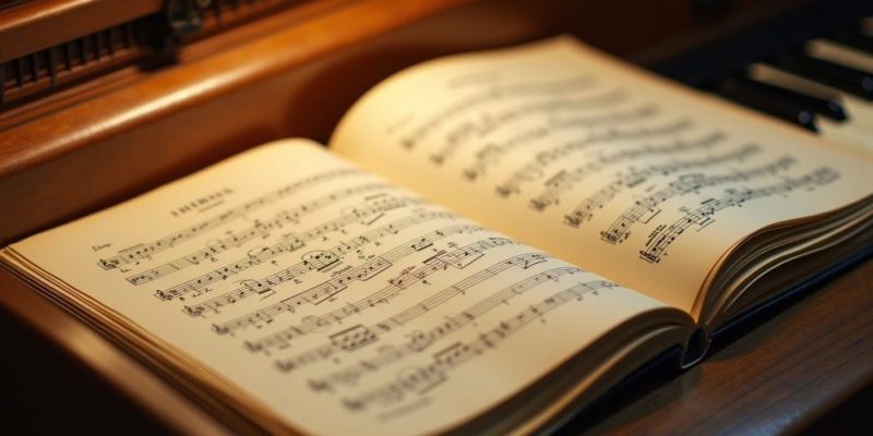 sheet music on piano